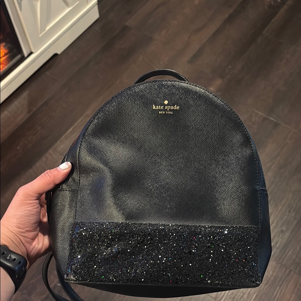 Kate Spade Black Glitter Backpack